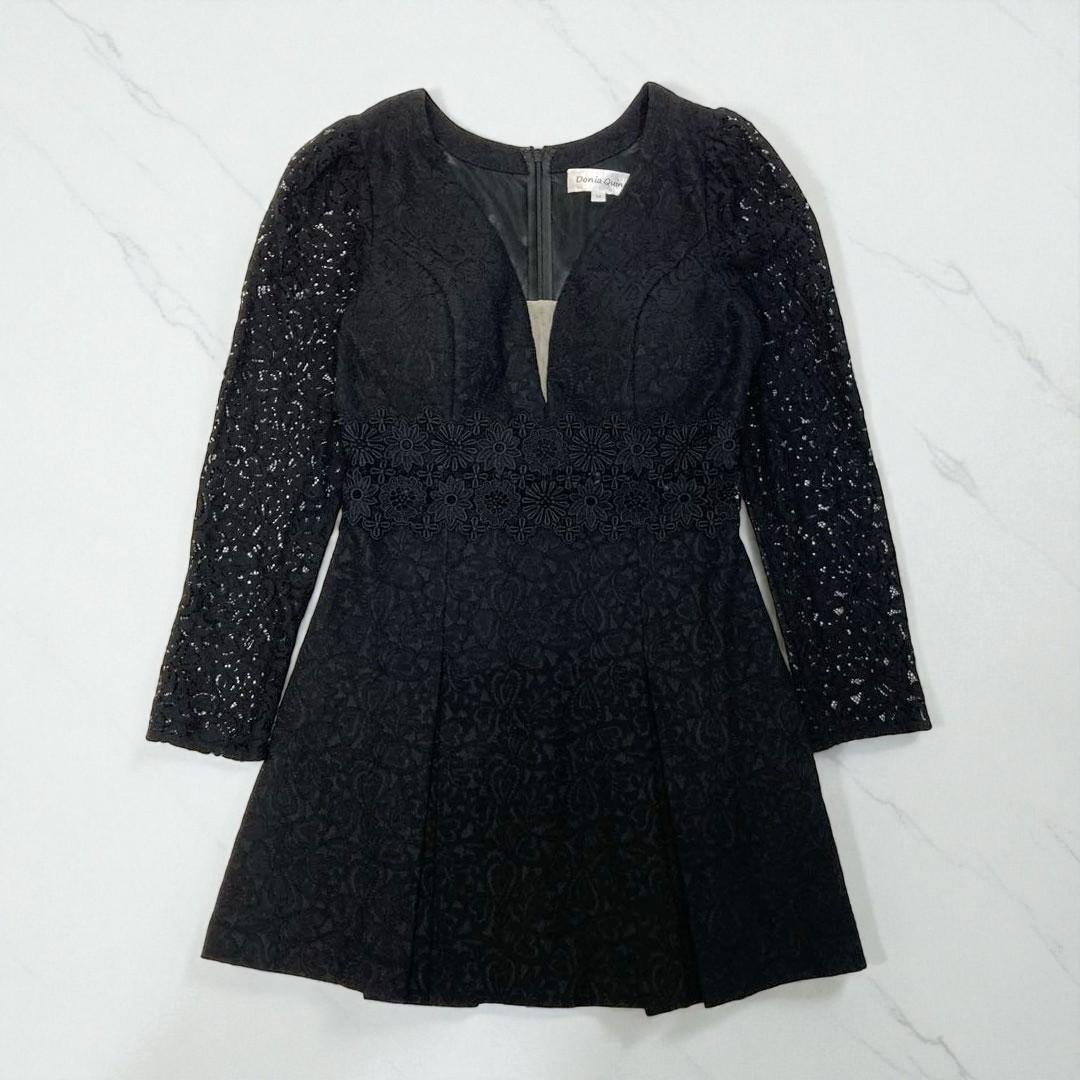 Donia Quinn ドニアクイーン 総レース ボックスプリーツ ミニドレス