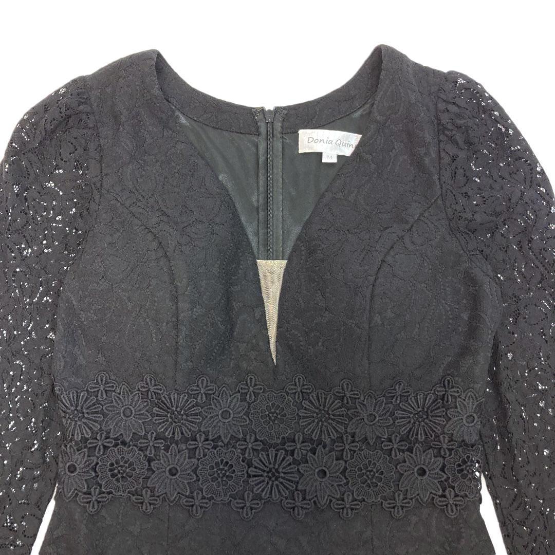 Donia Quinn ドニアクイーン 総レース ボックスプリーツ ミニドレス