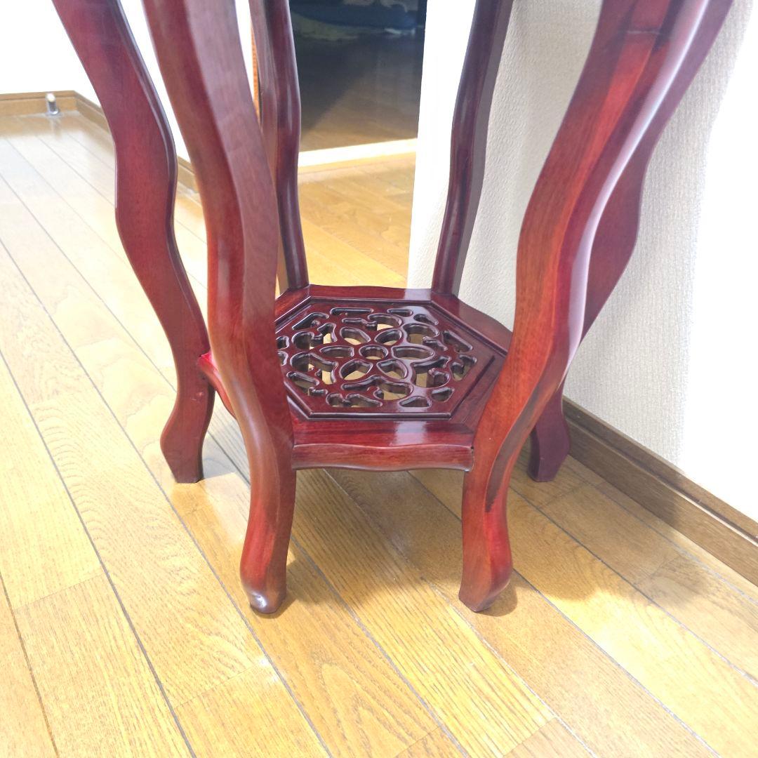 107【アンティーク】花梨 李朝様式 花台 盆栽卓 高卓 飾り台 猫足【匿名配送