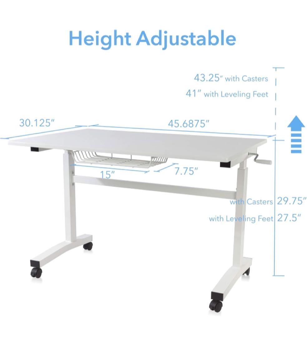 アトランティックスタンディングデスク ホワイト 高さ調節可能 一体型デスクトップ