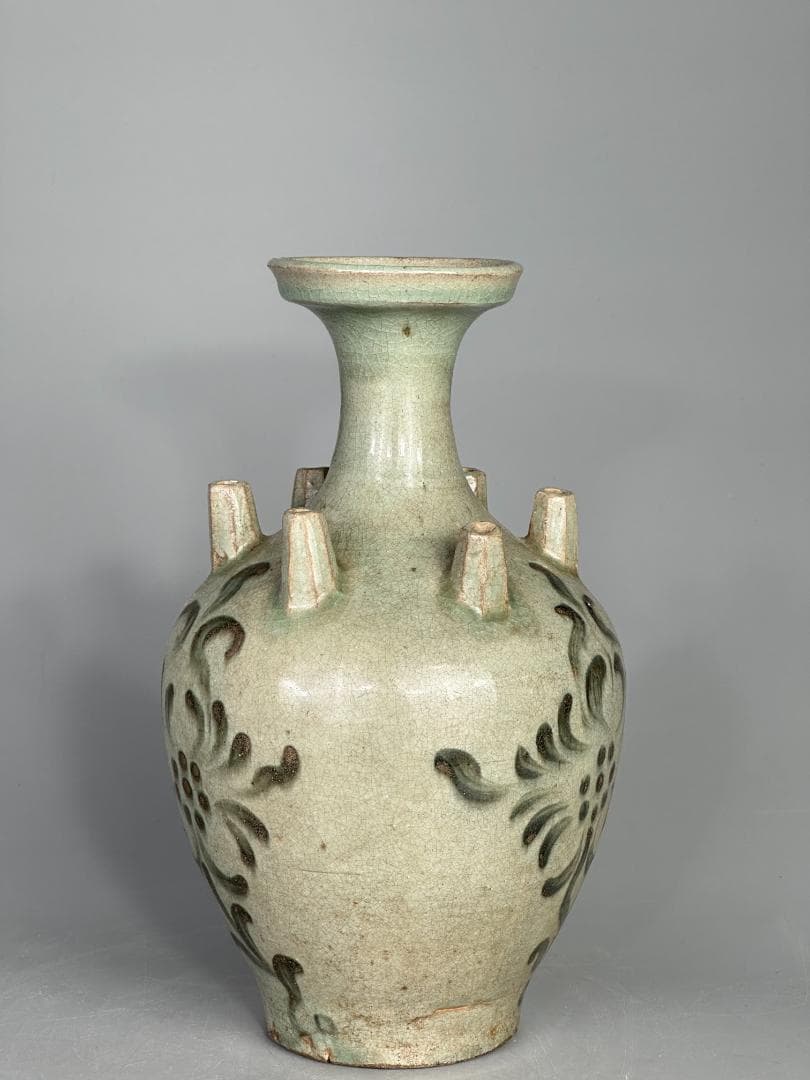 韓国美術　　高麗青磁　鉄絵花卉文六孔瓶　花瓶　華道具　古物 骨董　李朝　古朝鮮