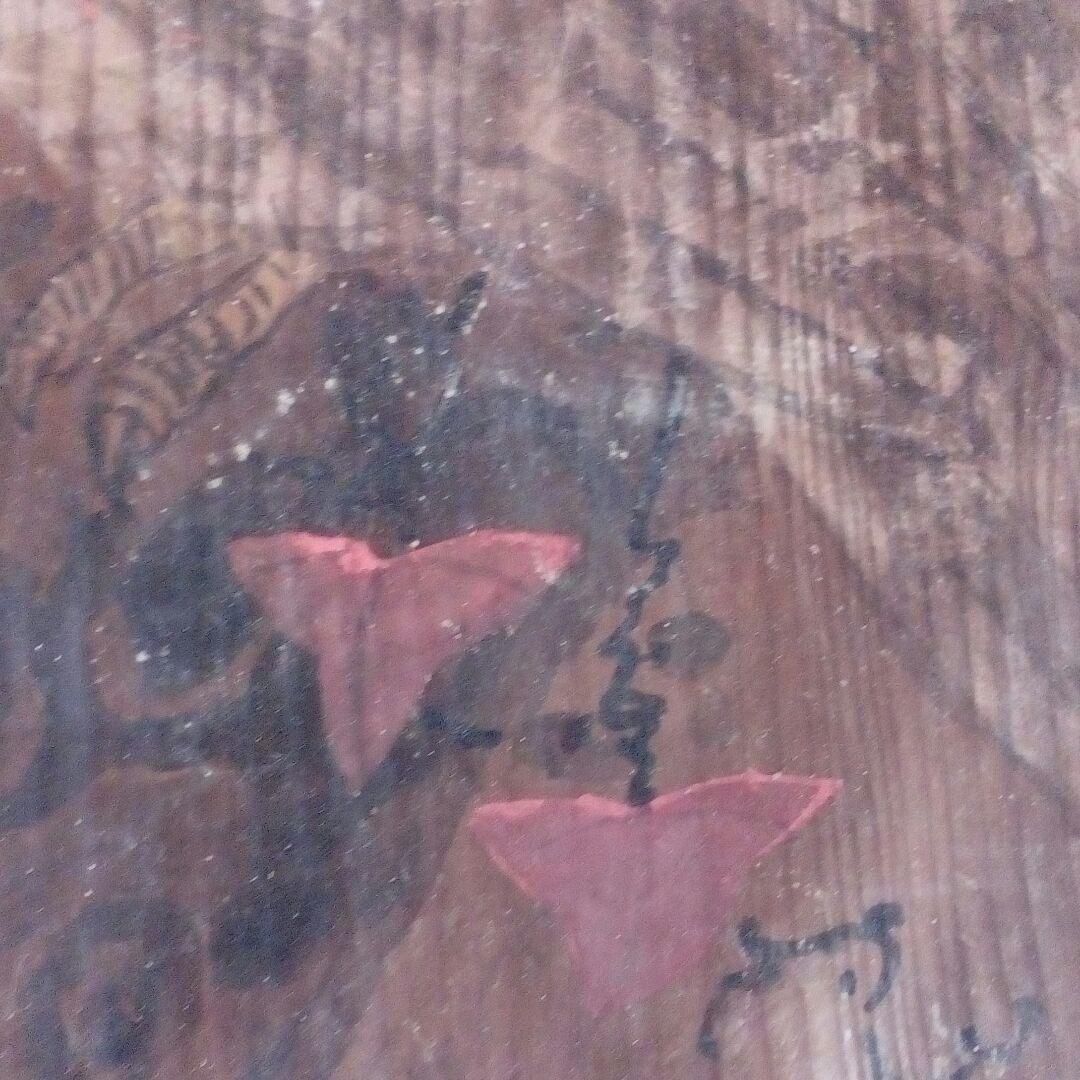 江戸時代伊予國寺社稀少天井絵図残骸２００〜２８０年頃月光に松木鳥４５センチ当時物