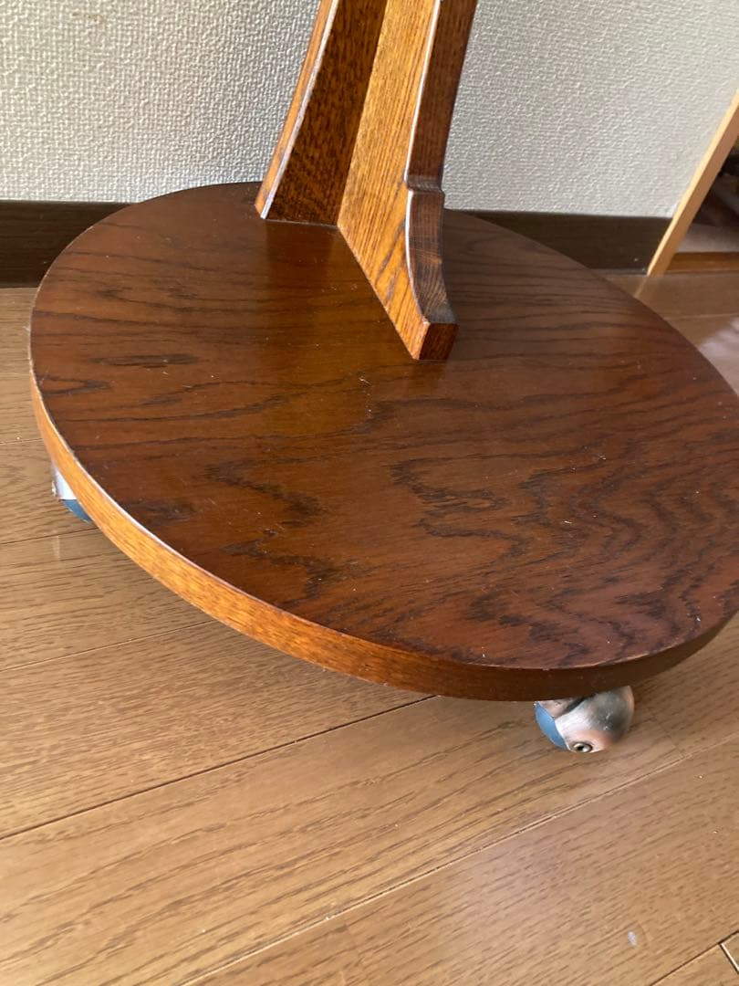 木製　サイドテーブル　丸　キャスター付き　日本製