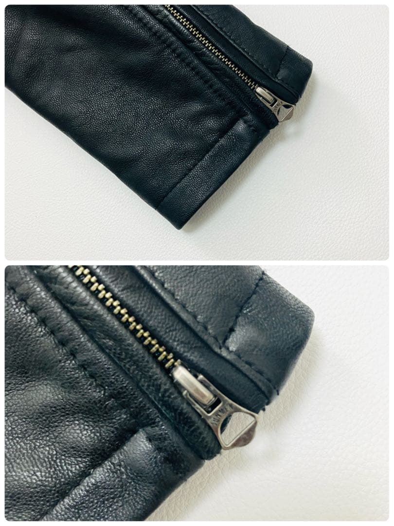 【希少サイズ】　JUNMEN シングルライダースジャケット　山羊革　本革　ベルト