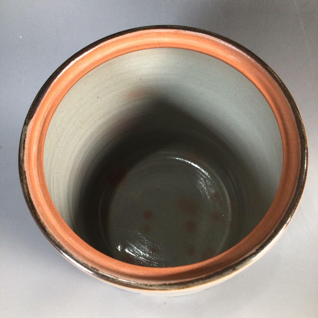 Ｎ７２３　水指　『菰山窯　宮田豊造』『金彩秋草文』『一重口水指』　共箱　茶道具