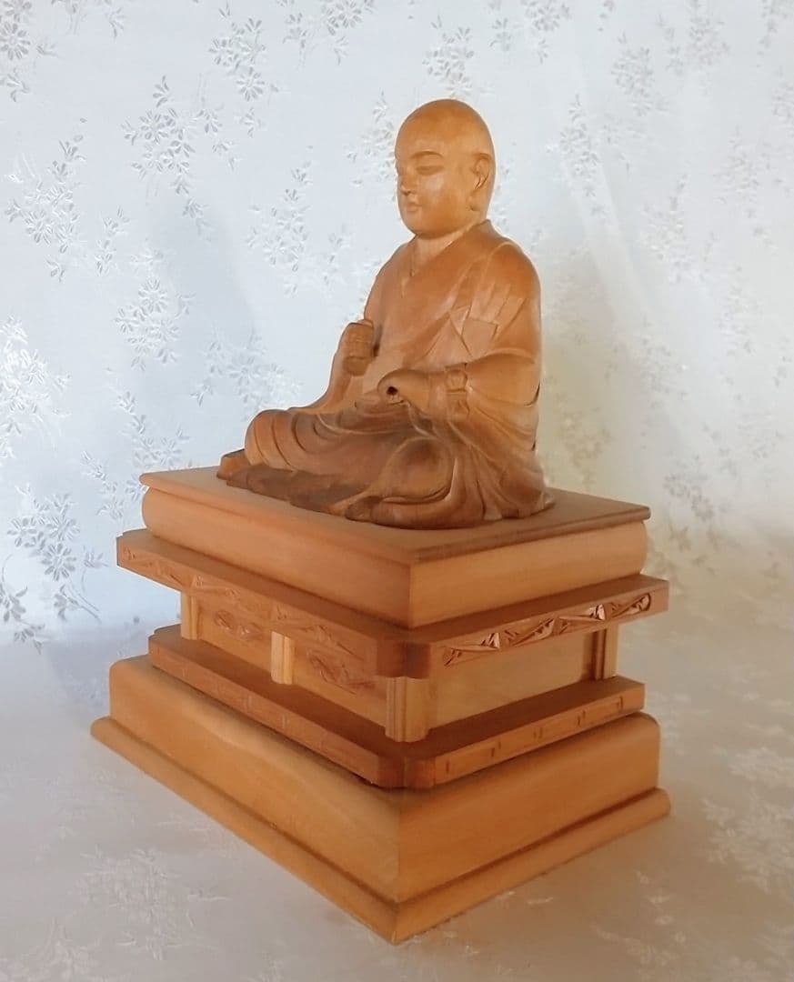 僧形坐像 善導大師坐像 #075 ◆白檀 木彫 仏像