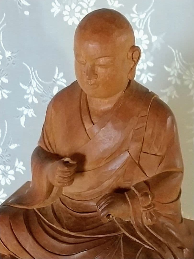 僧形坐像 善導大師坐像 #075 ◆白檀 木彫 仏像