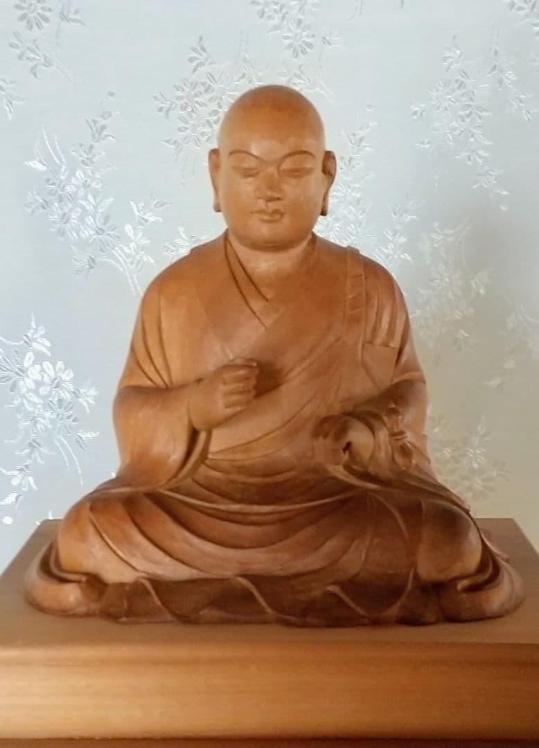 僧形坐像 善導大師坐像 #075 ◆白檀 木彫 仏像
