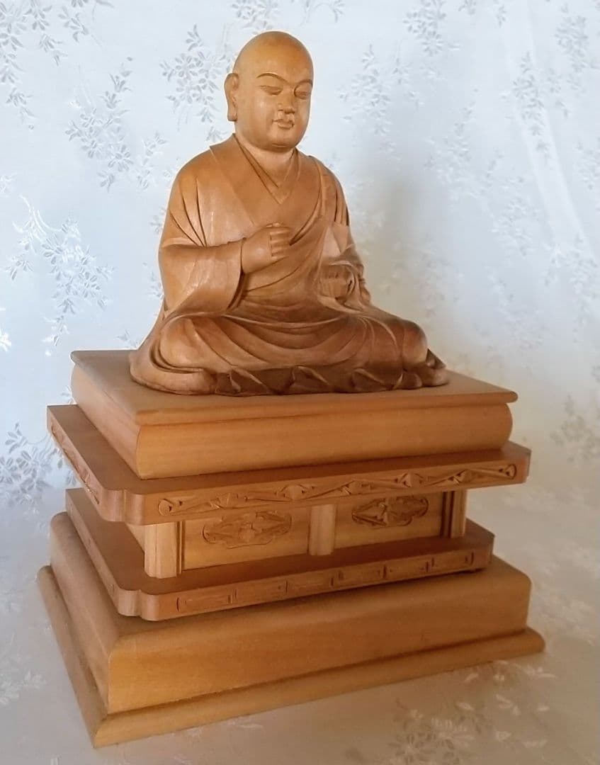 僧形坐像 善導大師坐像 #075 ◆白檀 木彫 仏像