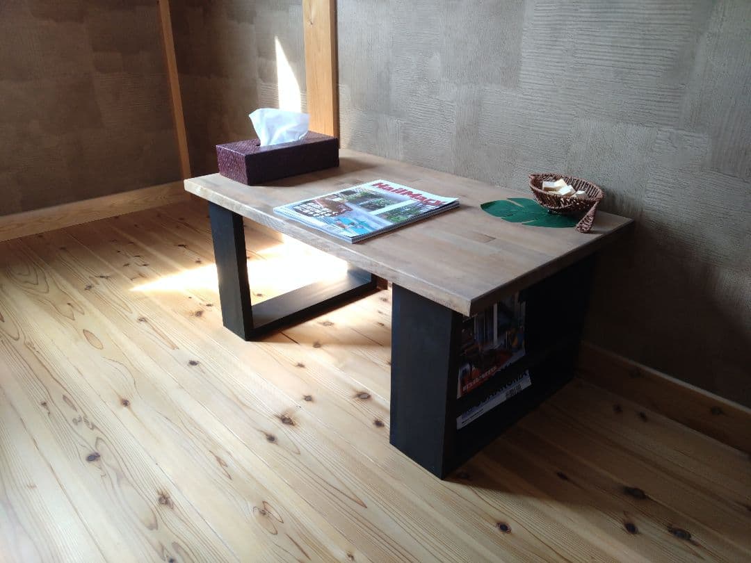 【送料無料】天然無垢材　ハンドメイド　ローテーブル　センターテーブル