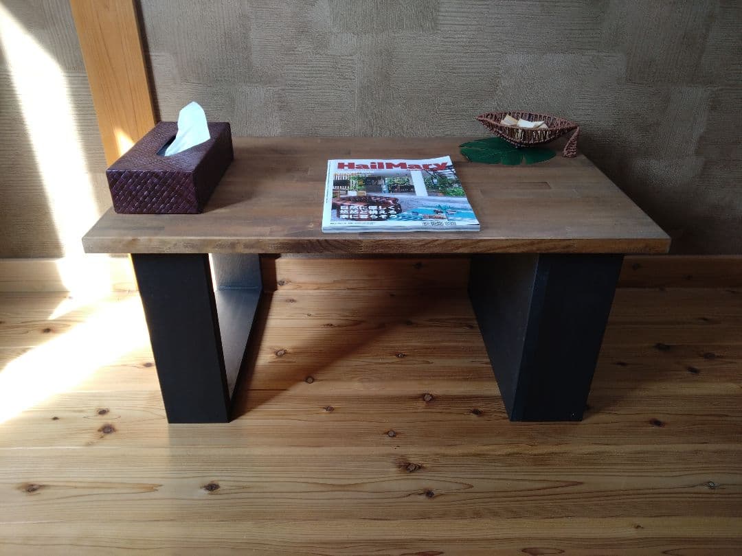 【送料無料】天然無垢材　ハンドメイド　ローテーブル　センターテーブル