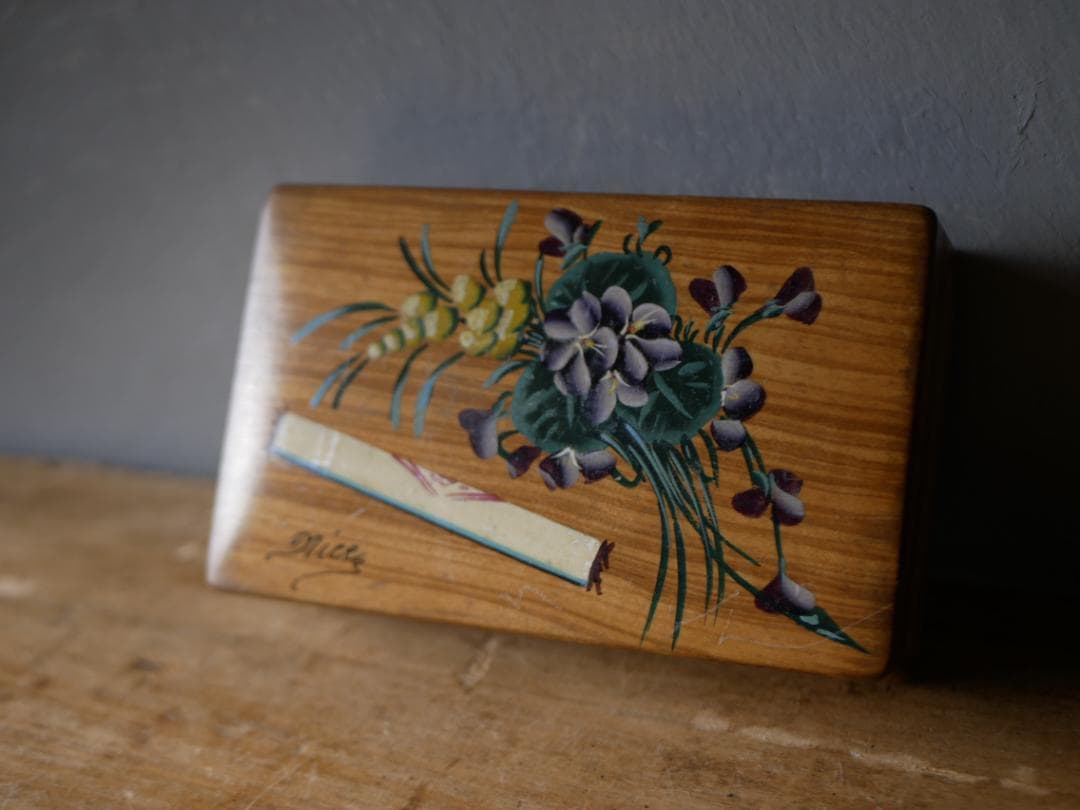 モシュリンヌ　木箱　Nice　ミモザ　すみれ　フランスアンティーク　アンティーク