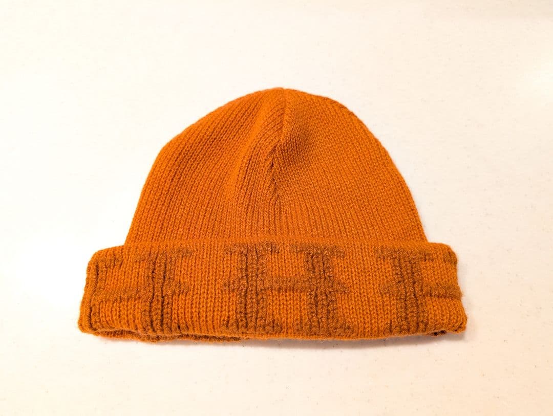 【正規品】HERMES エルメス カシミア100% ニット帽 ビーニー オレンジ