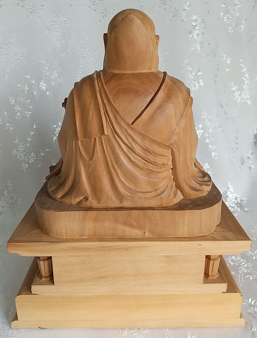 日蓮聖人坐像 3.5寸 #073 ◆白檀 木彫 仏像