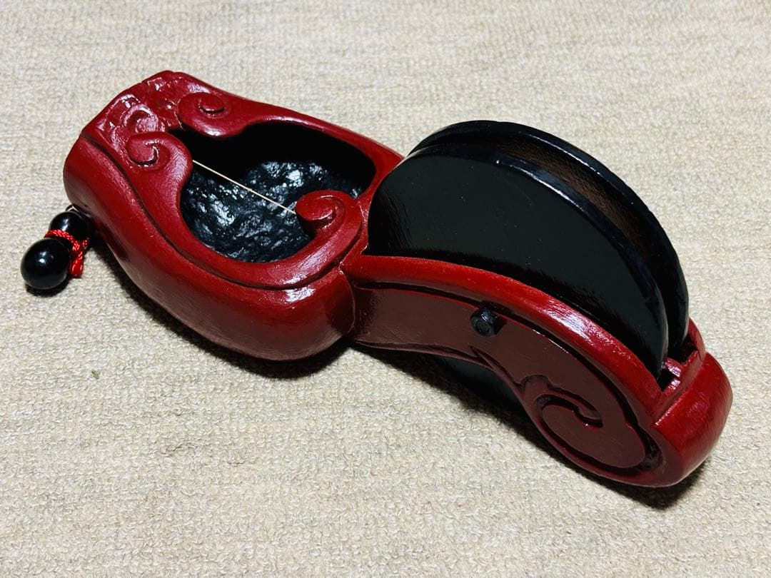 アンティーク墨壺　海老虹梁　猪目　工芸品　墨壷　すみつぼ　墨坪　墨つぼ　墨斗