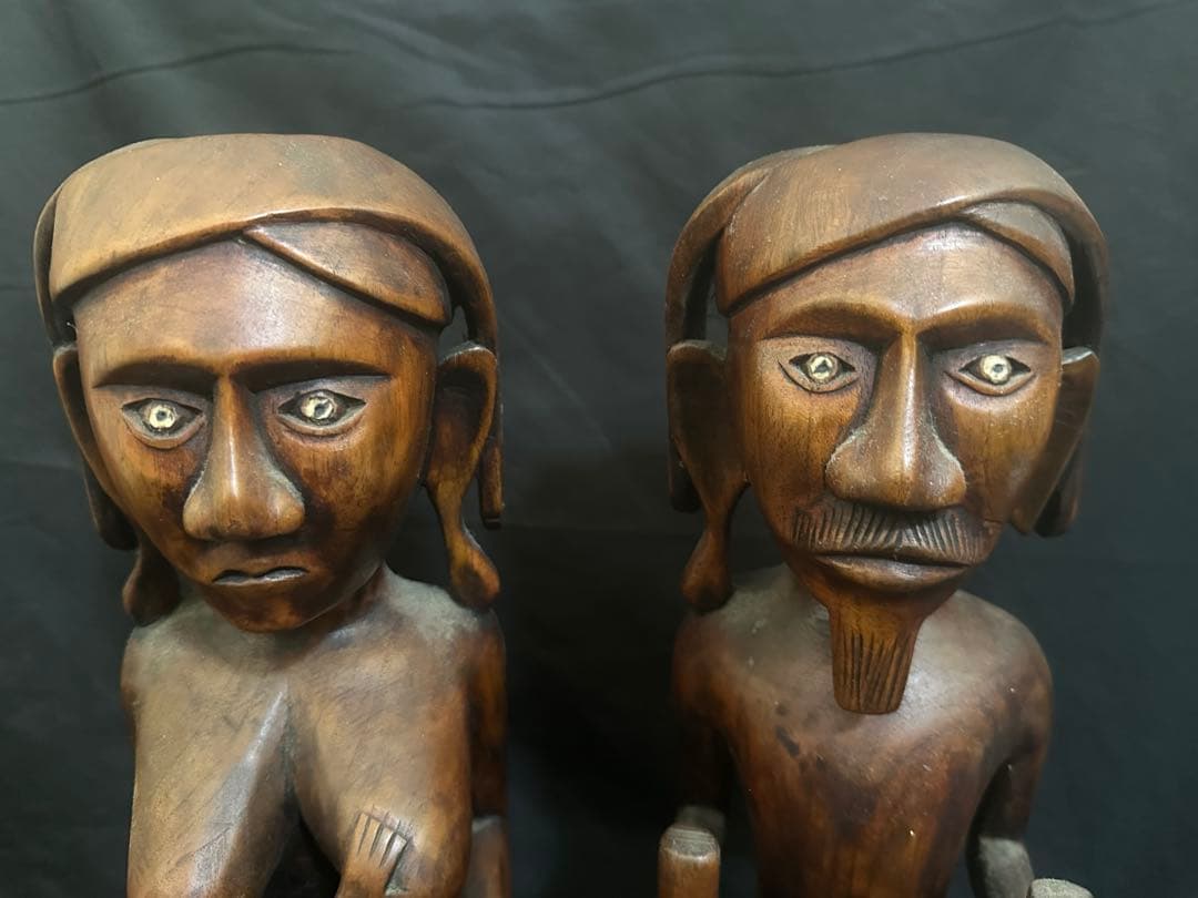アンティーク パプアニューギニア 木彫り二体セット/ポリネシアン