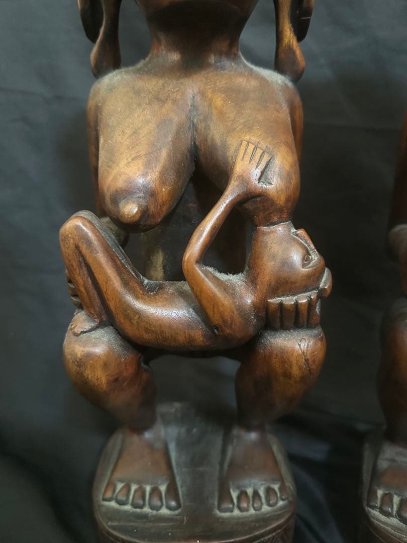 アンティーク パプアニューギニア 木彫り二体セット/ポリネシアン