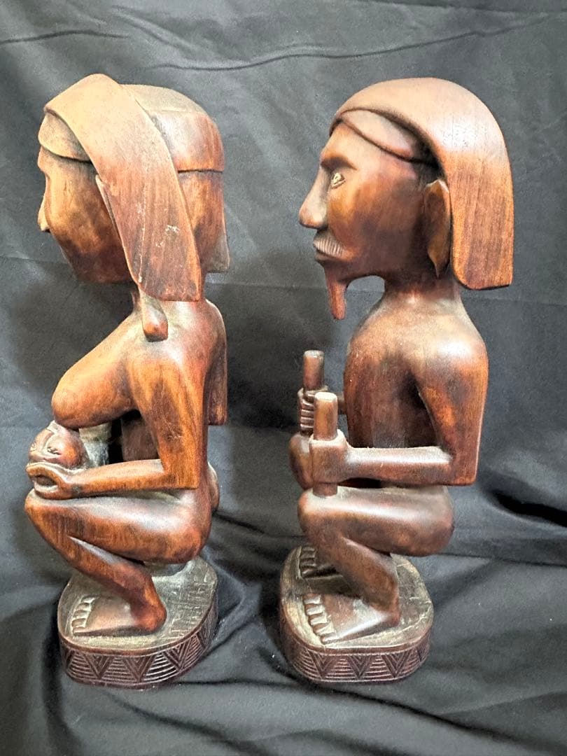 アンティーク パプアニューギニア 木彫り二体セット/ポリネシアン