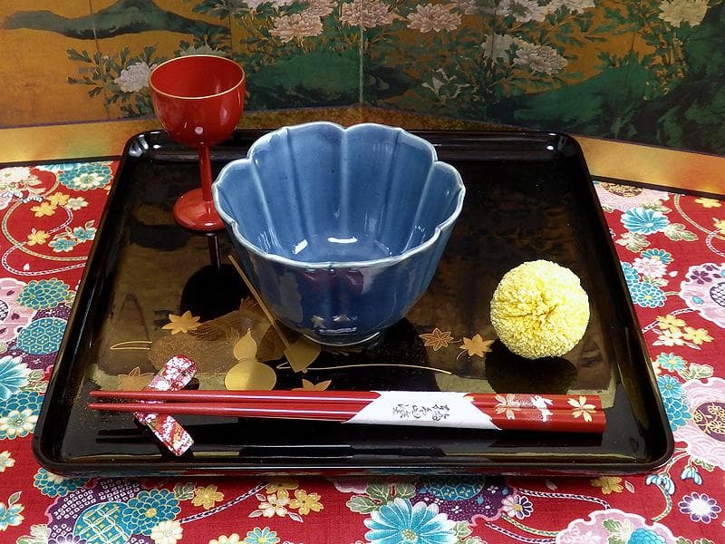 古伊万里　瑠璃　輪花向付　F477AS-DBo