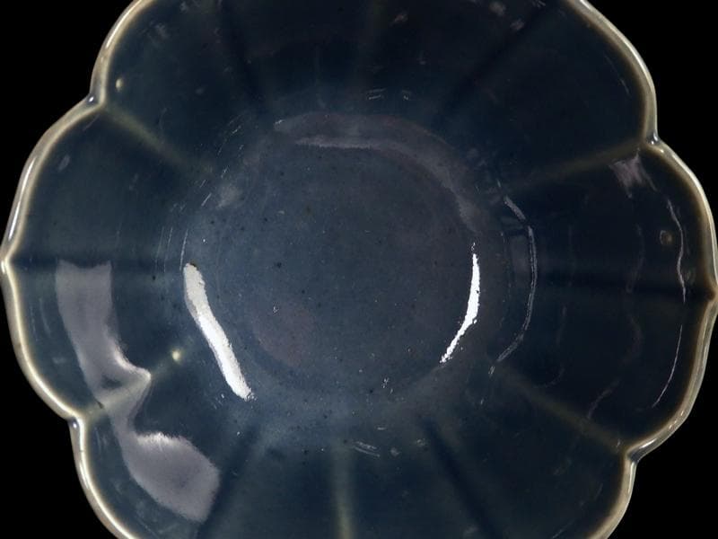 古伊万里　瑠璃　輪花向付　F477AS-DBo