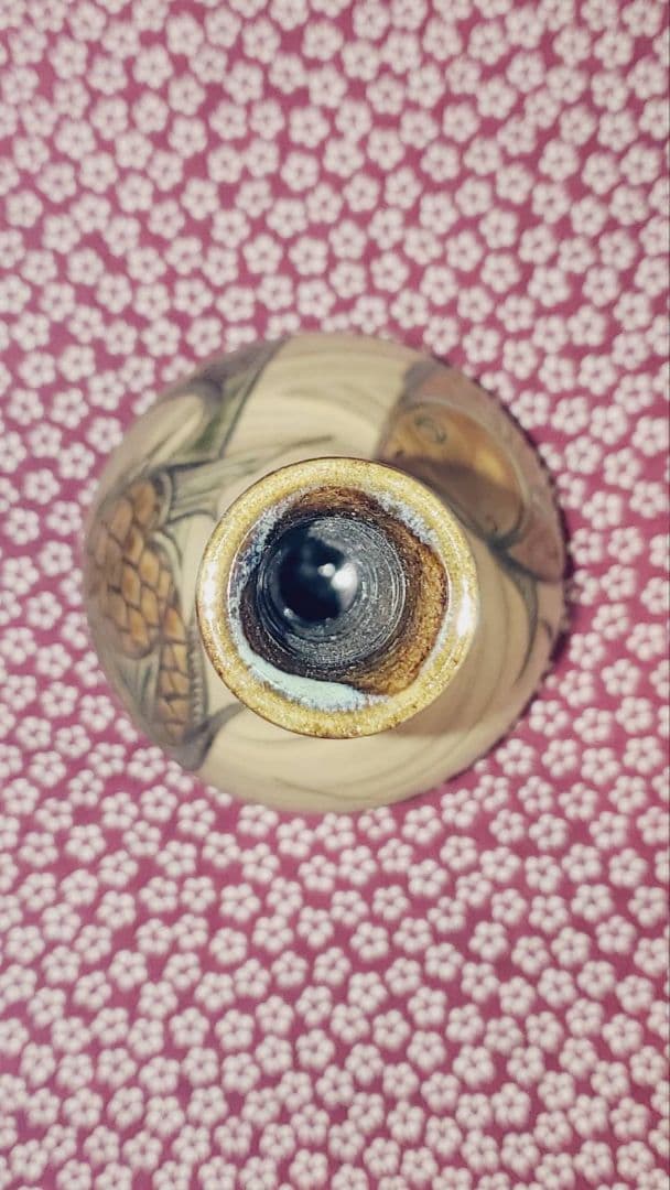 ➂宮城三成 ツル首壺 魚紋 骨董品 人間国宝 金城次郎孫