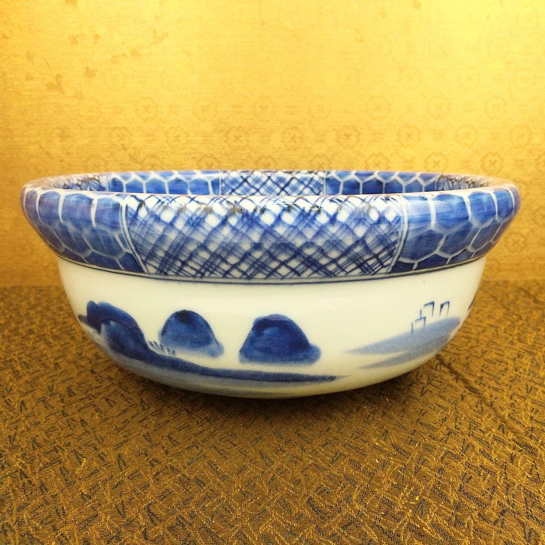 【お値下げしました！】古伊万里　染付　亀甲繋幾何学文　鉢