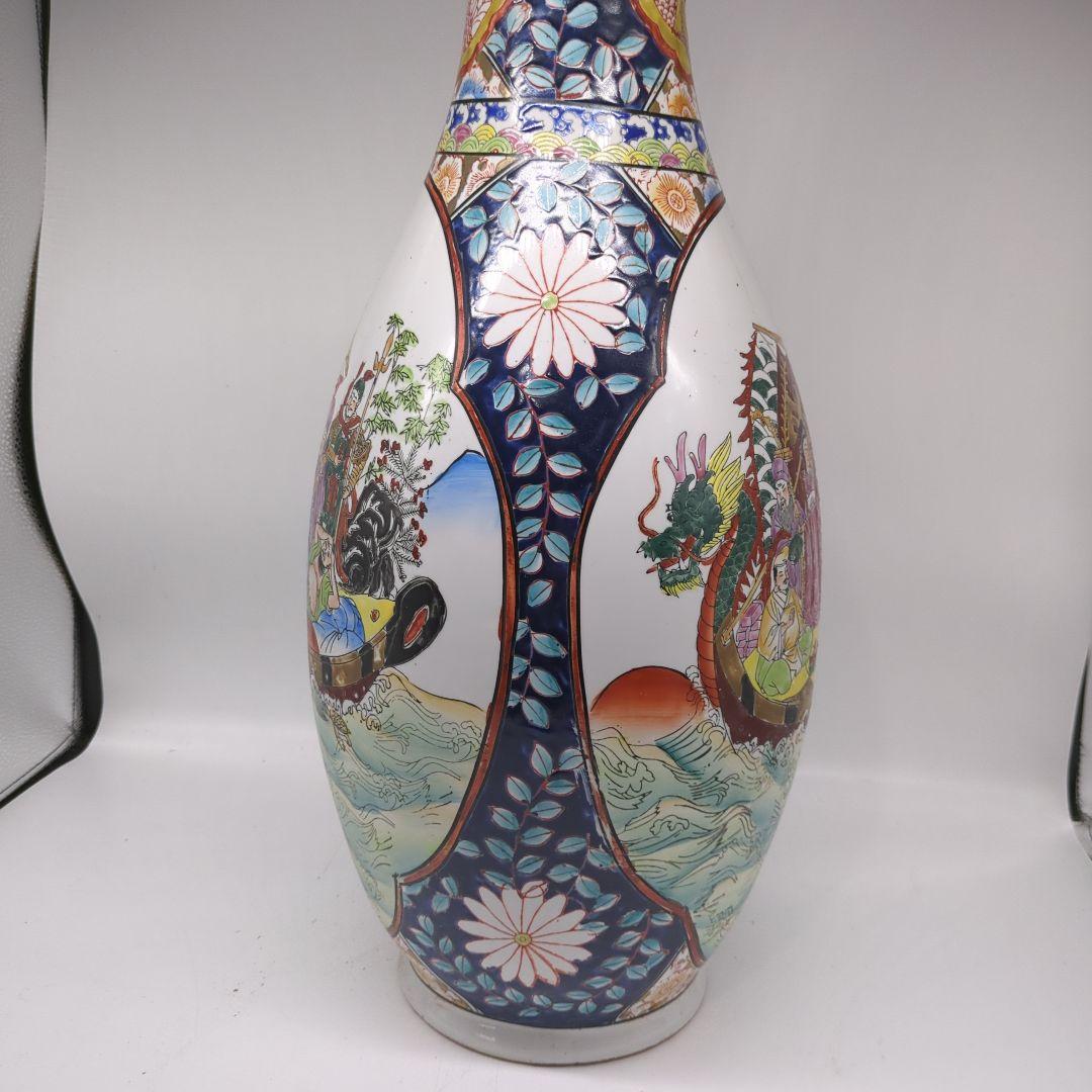 飾り壺　大壺　有田焼き　美人　武士　松　七福神花瓶　金彩　色絵　古美術　骨董