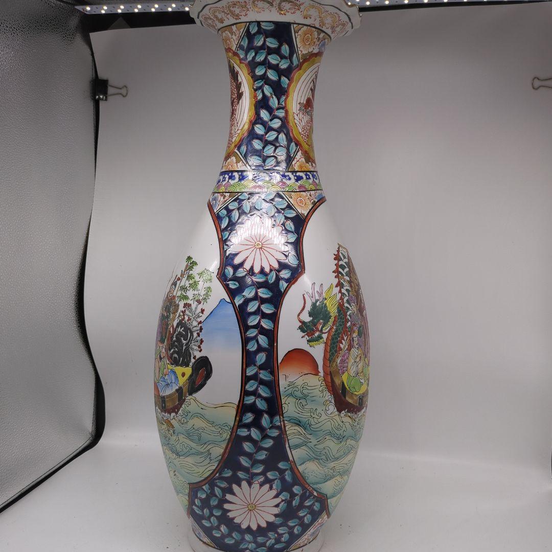 飾り壺　大壺　有田焼き　美人　武士　松　七福神花瓶　金彩　色絵　古美術　骨董
