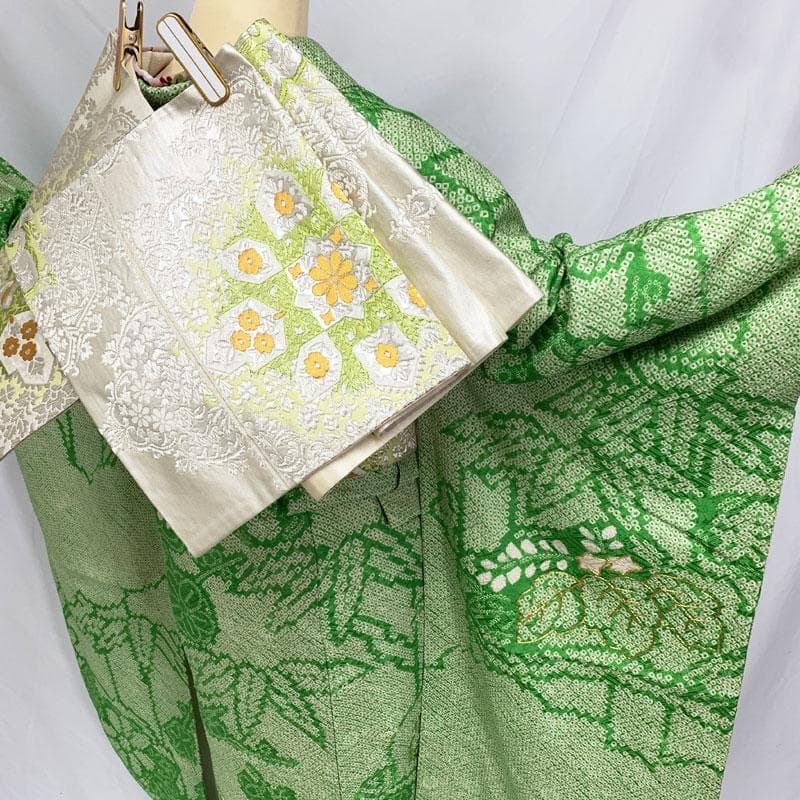 407aj85☆ジュニア振袖＆袋帯 総絞り 金駒刺繍 成人式 十三参り☆状態良好