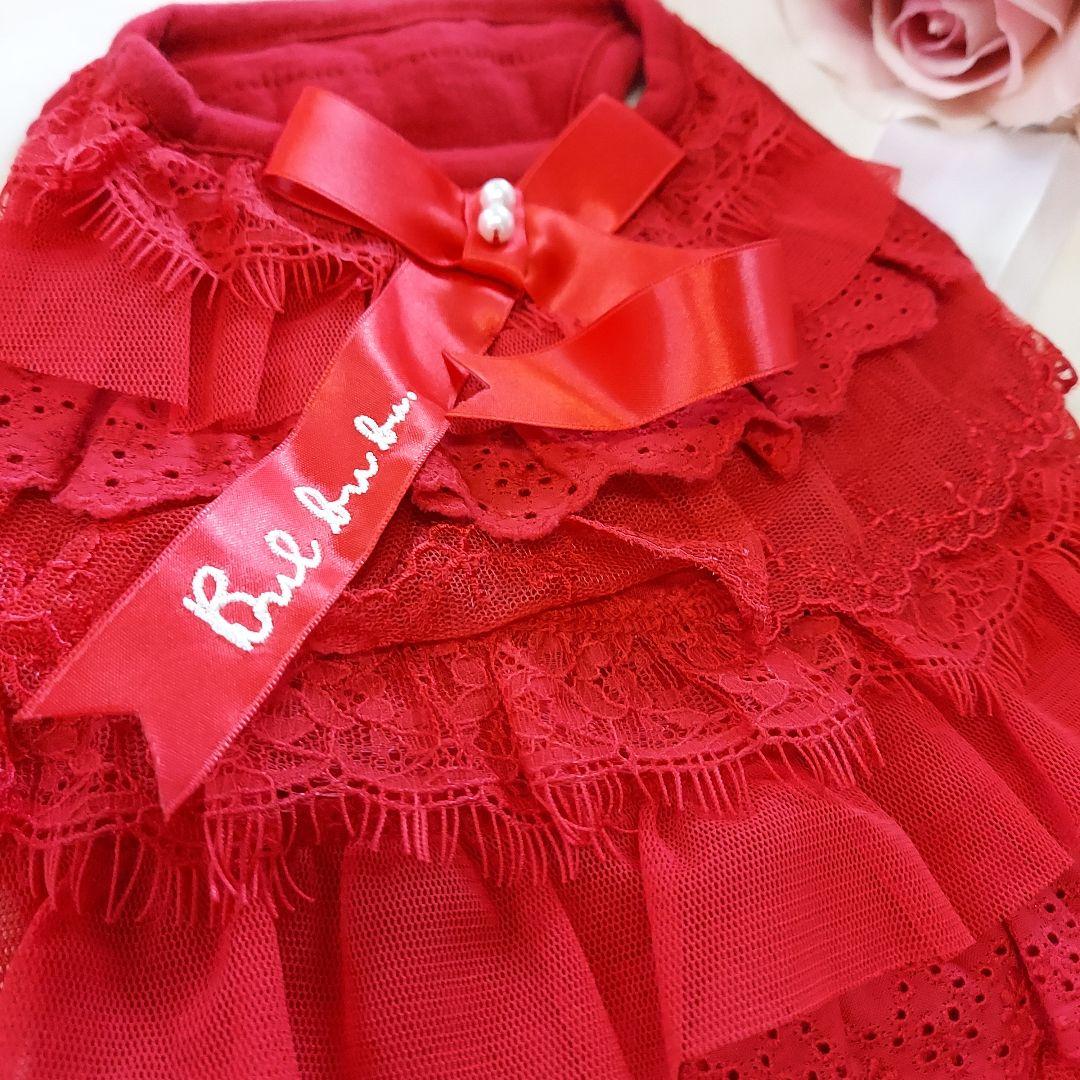 (新品未使用)ブルブブBULBU-BU犬用フリルドレス 水色・赤 2点セットSS