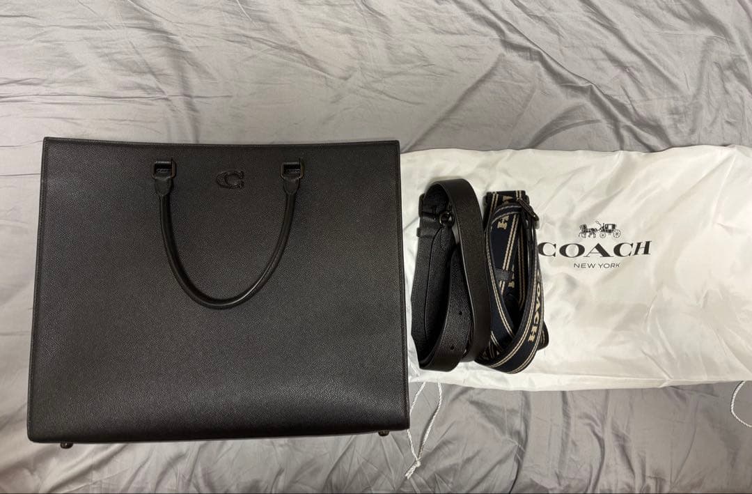 COACH Crossgrain Leather Tote 40 ブラック