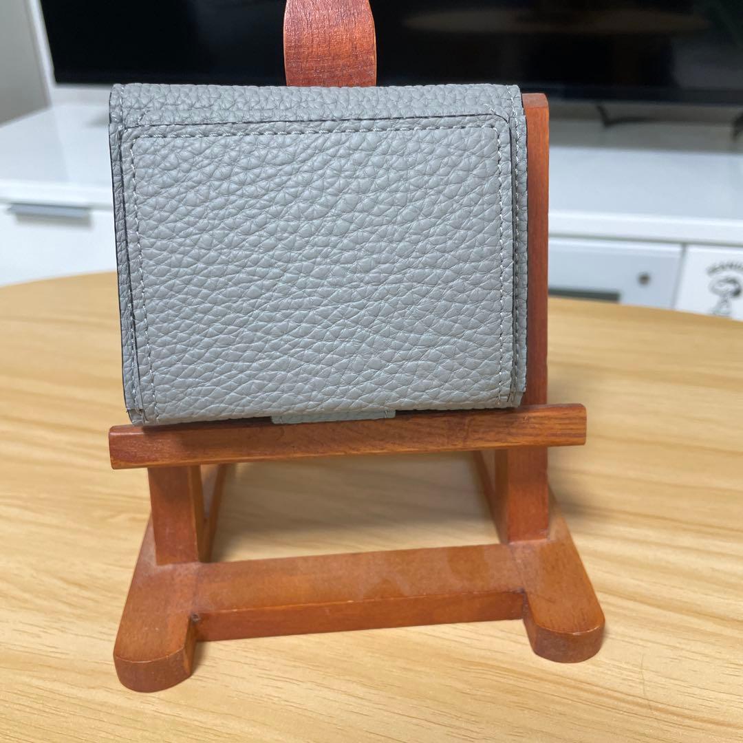 グレー レザー 三つ折り財布