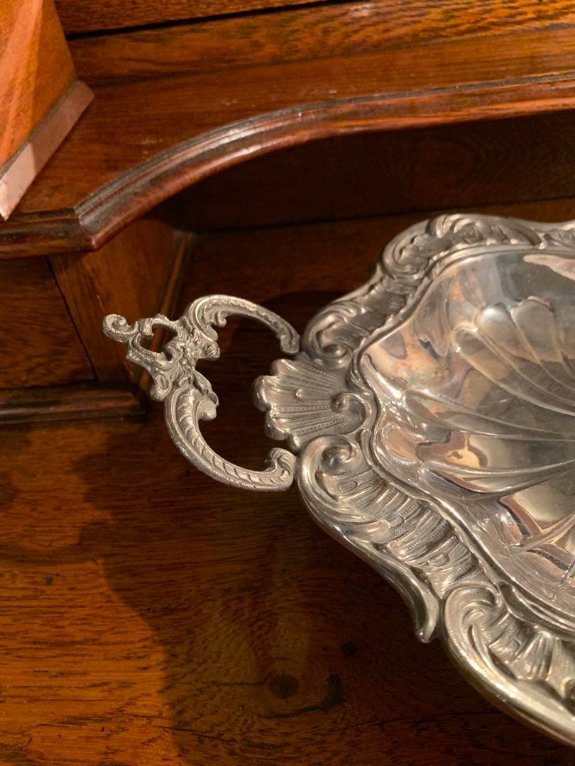 フランスアンティーク　ロカイユ装飾　シルバー　アール・ヌーヴォー