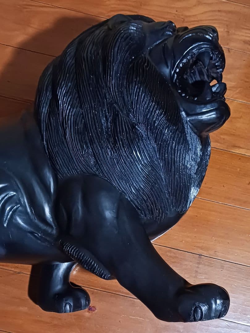 特大置物 木製 ライオンのオブジェ 高さ44cm 長さ63cm 重さ22kg
