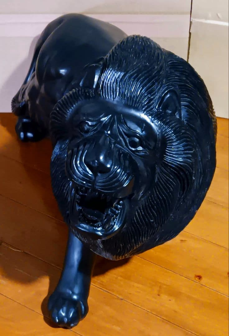 特大置物 木製 ライオンのオブジェ 高さ44cm 長さ63cm 重さ22kg
