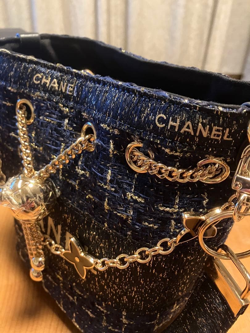 【非売品】希少 CHANELシャネル ノベルティ ネイビーツイードバケットバッグ