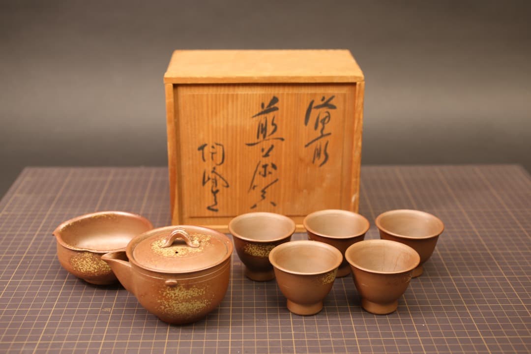 【即購入可】完品／備前焼／陶峰造／煎茶器揃／宝瓶／湯冷まし／茶杯・盃／茶道／酒器