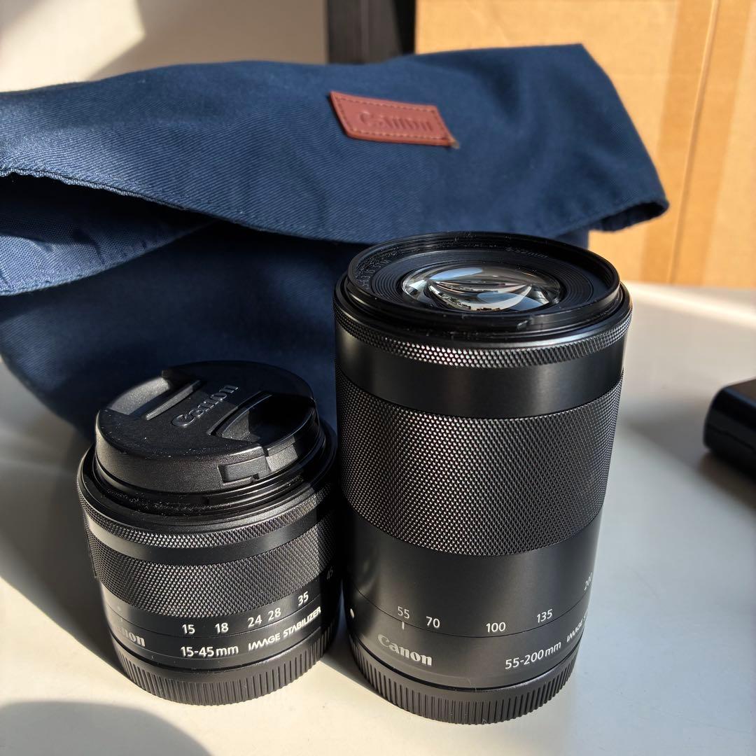 Canon EOS kiss M ミラーレス一眼レフ　レンズ2本・カメラバッグ付