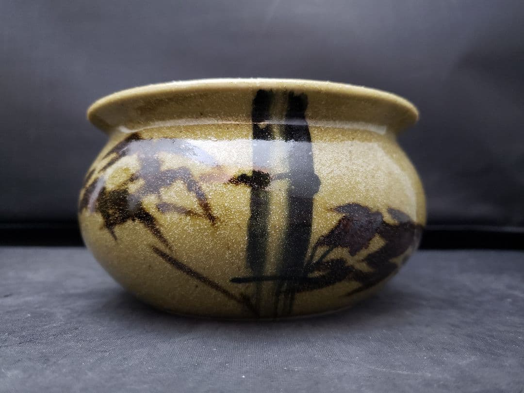 絵唐津皆具　古川華山作　清寂　茶道具　水指　建水　蓋置　花器　竹柄