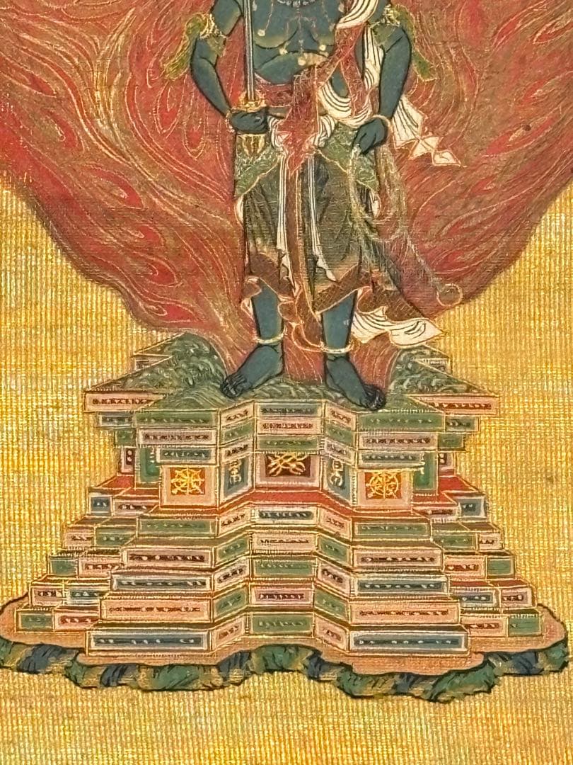 「絹本極彩色 不動明王立像」木版画 江戸時代後期頃筆 1枚|仏画 仏教美術