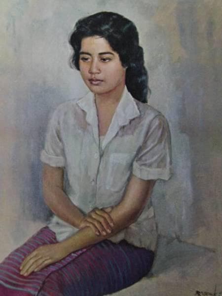 BASUKI ABDULLAH、乙女像、希少な額装用大判画集画、