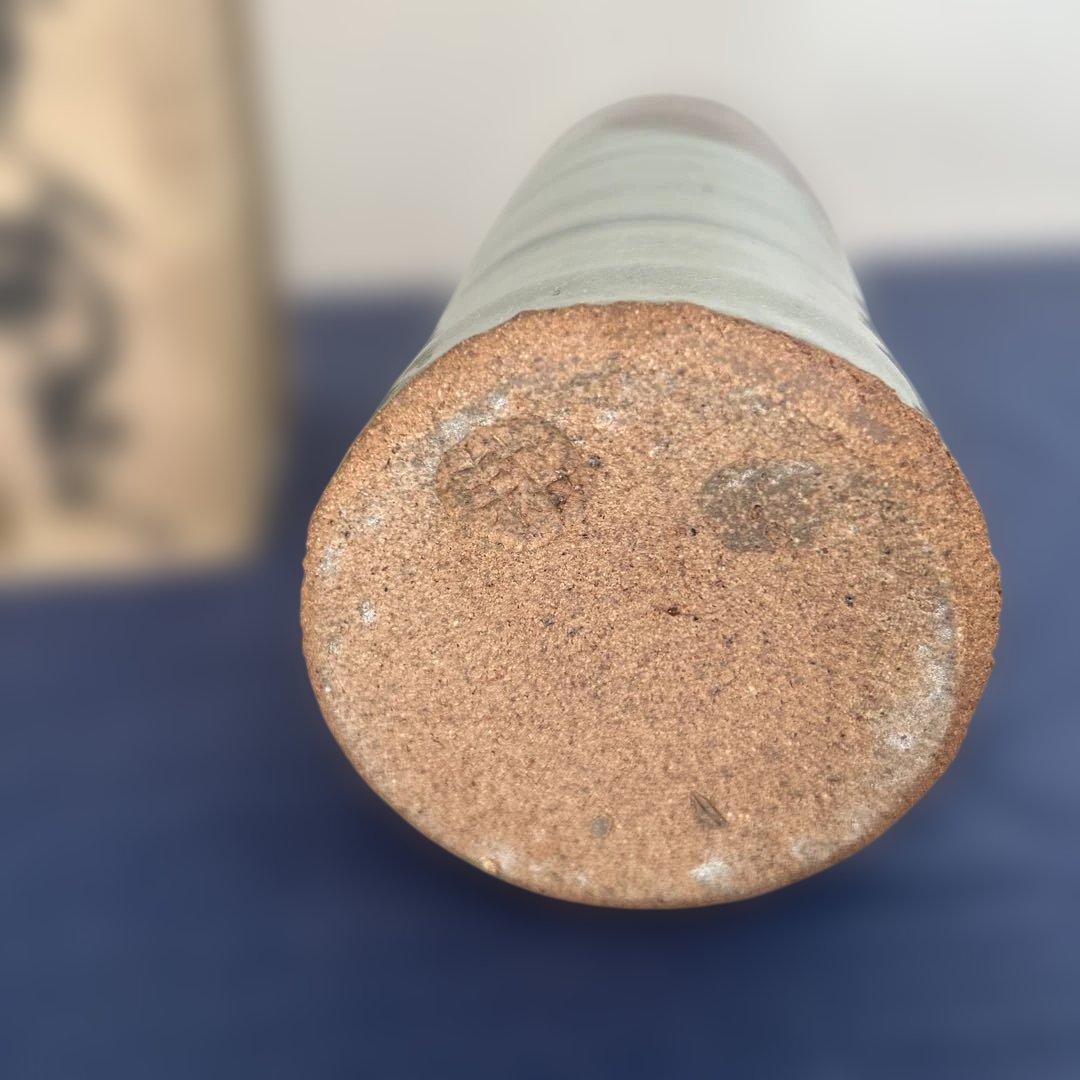 人間国宝　田村耕一　青磁　花入　花瓶