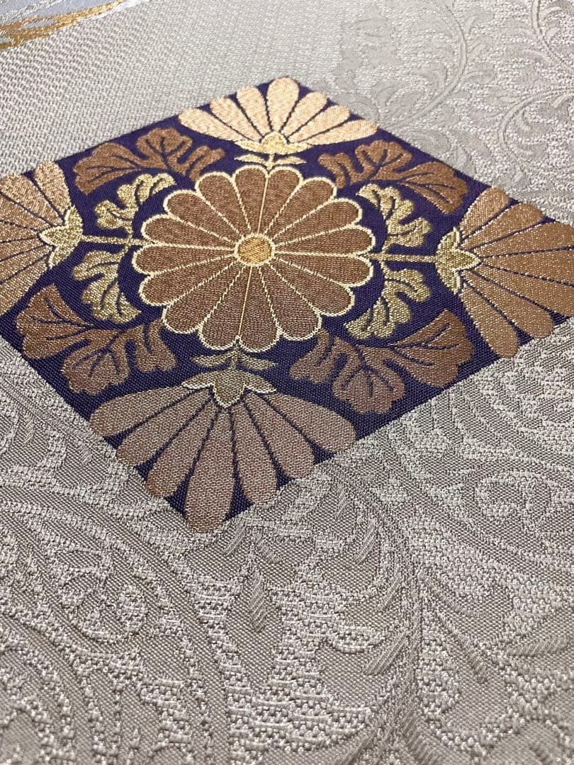 銀鼠色 美しい織り 袋帯