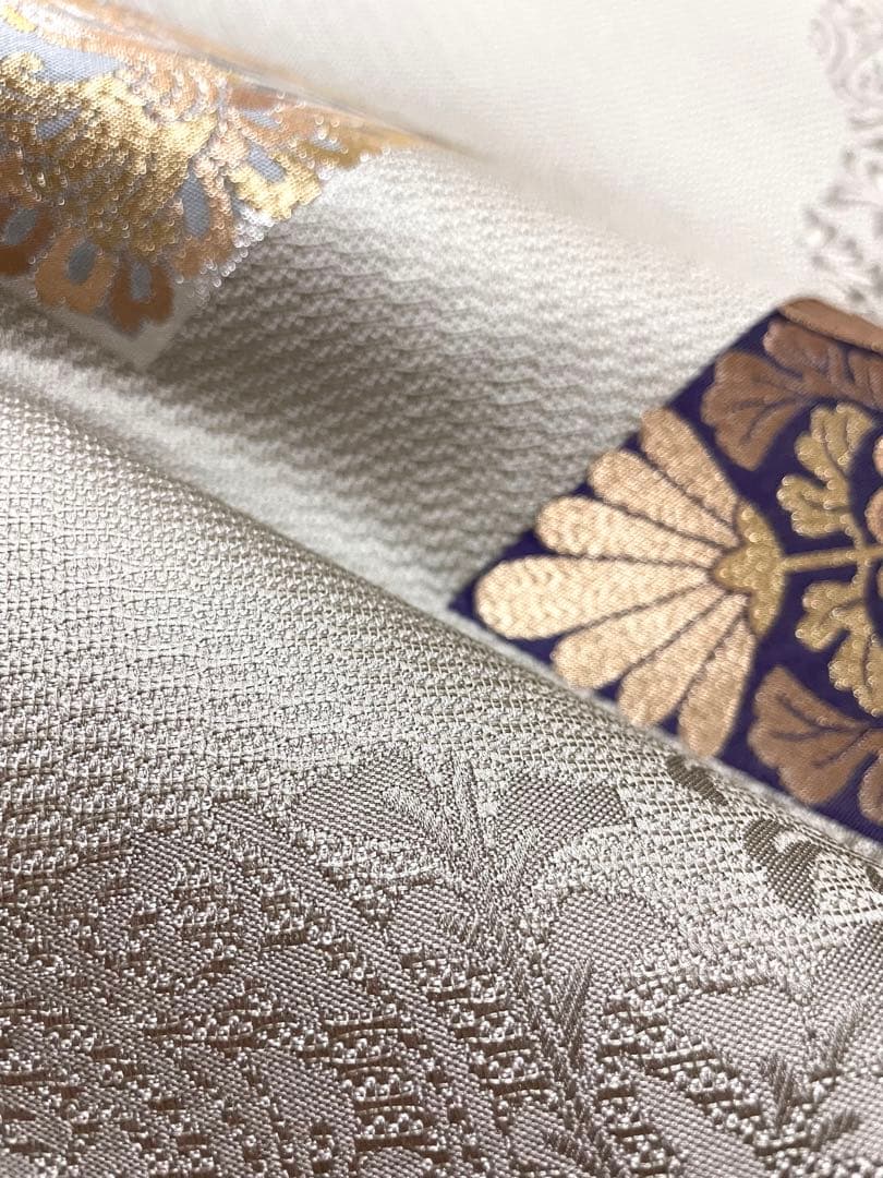 銀鼠色 美しい織り 袋帯