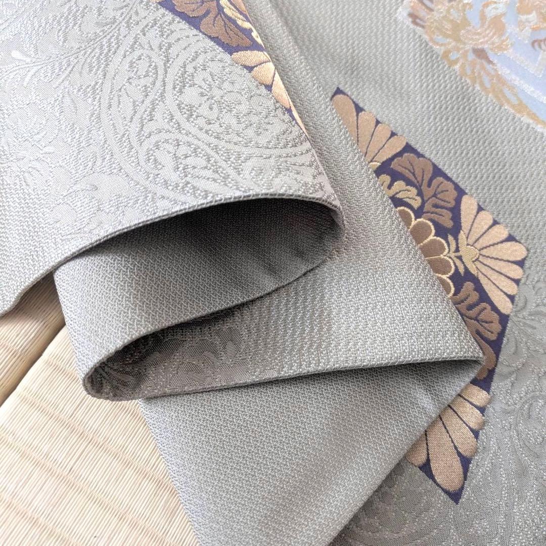 銀鼠色 美しい織り 袋帯