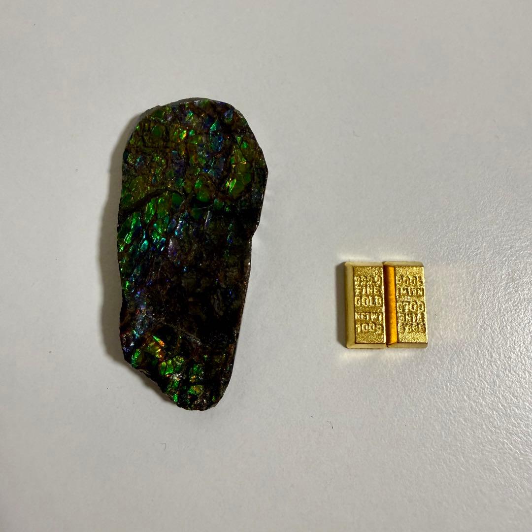 【美遊色】アンモライト 原石 15g アンモナイト化石 標本 コレクション