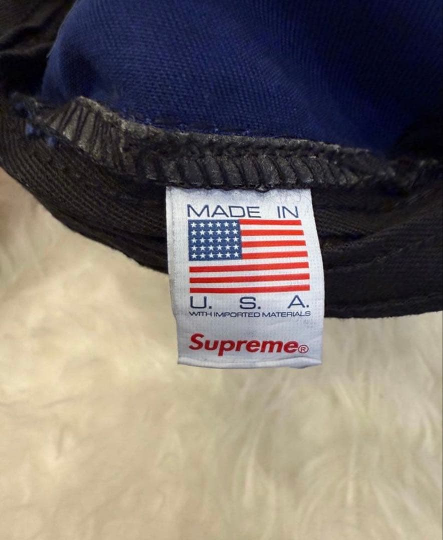 Supreme ネイビーキャップ レザー