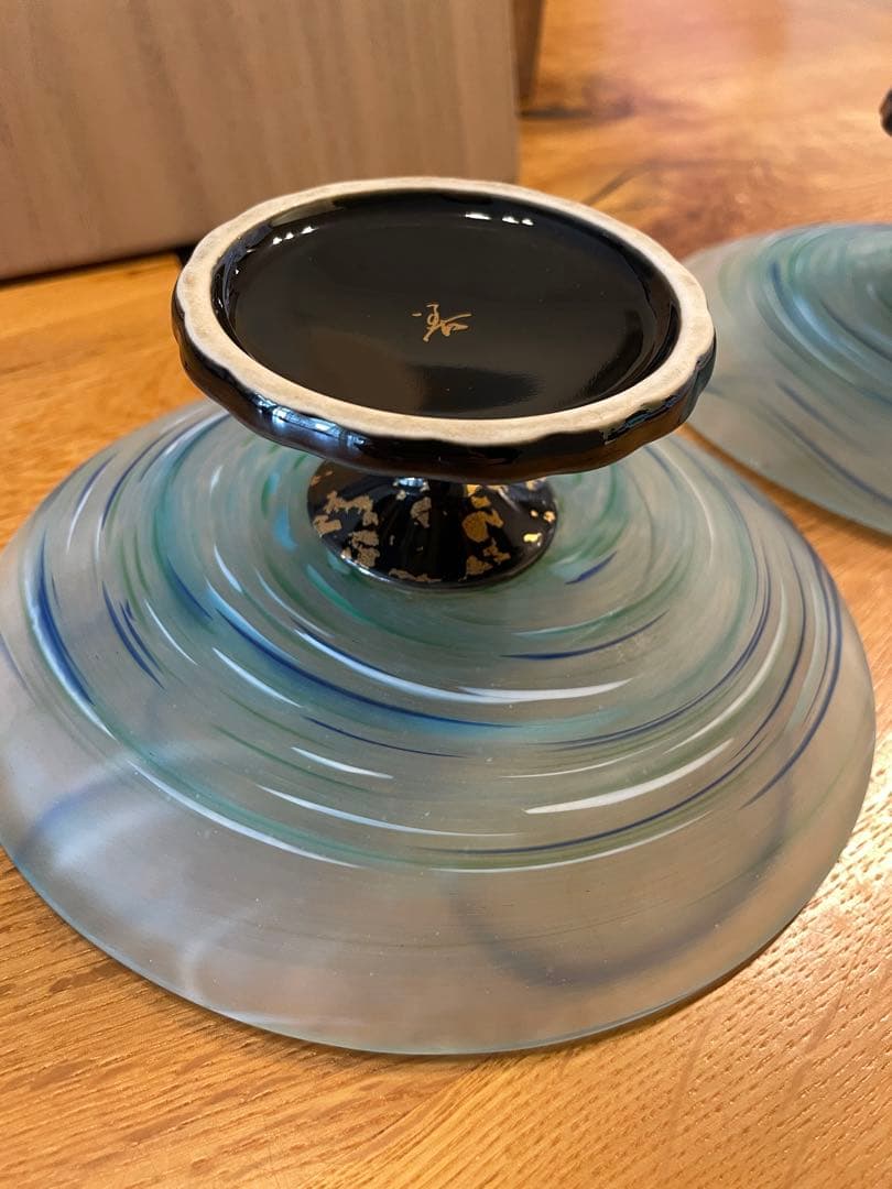 極上品　藤田喬平　手吹ガラス　金箔　彩鉢　一対