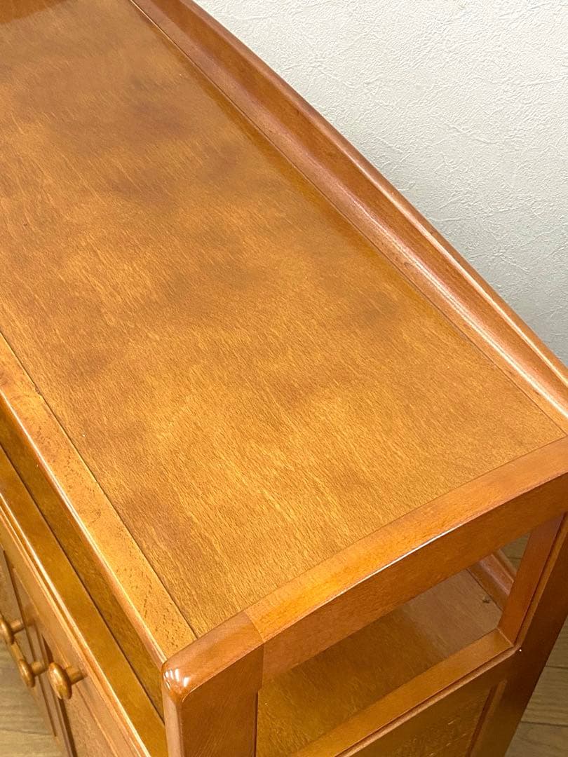 カリモク ラタン 藤 収納 整理 棚 コンソール 電話台 飾り棚