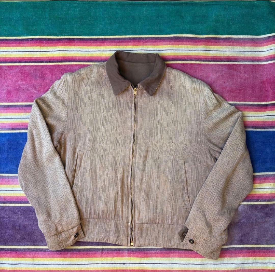 l*t様 50'sキャバジャン カスリ柄 リバーシブル レーヨンギャバ ブルゾン